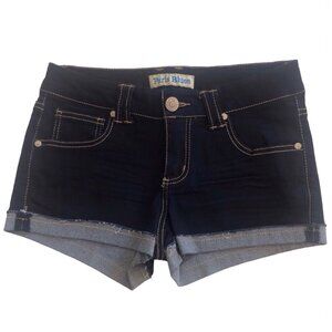 NEW Paris Blues Dark Denim Cuff Hem Y2K 2000s Low Rise Jean Short Shorts Size 5